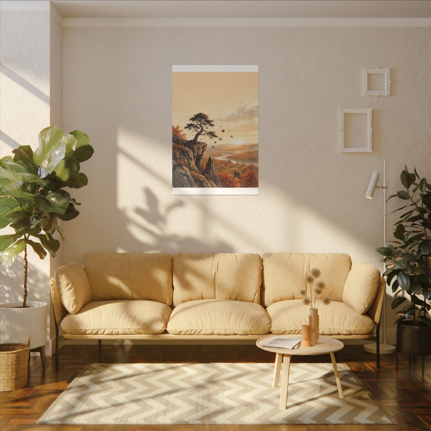 Pine Tree Autumn Canvas Art | Japandi Warm Design