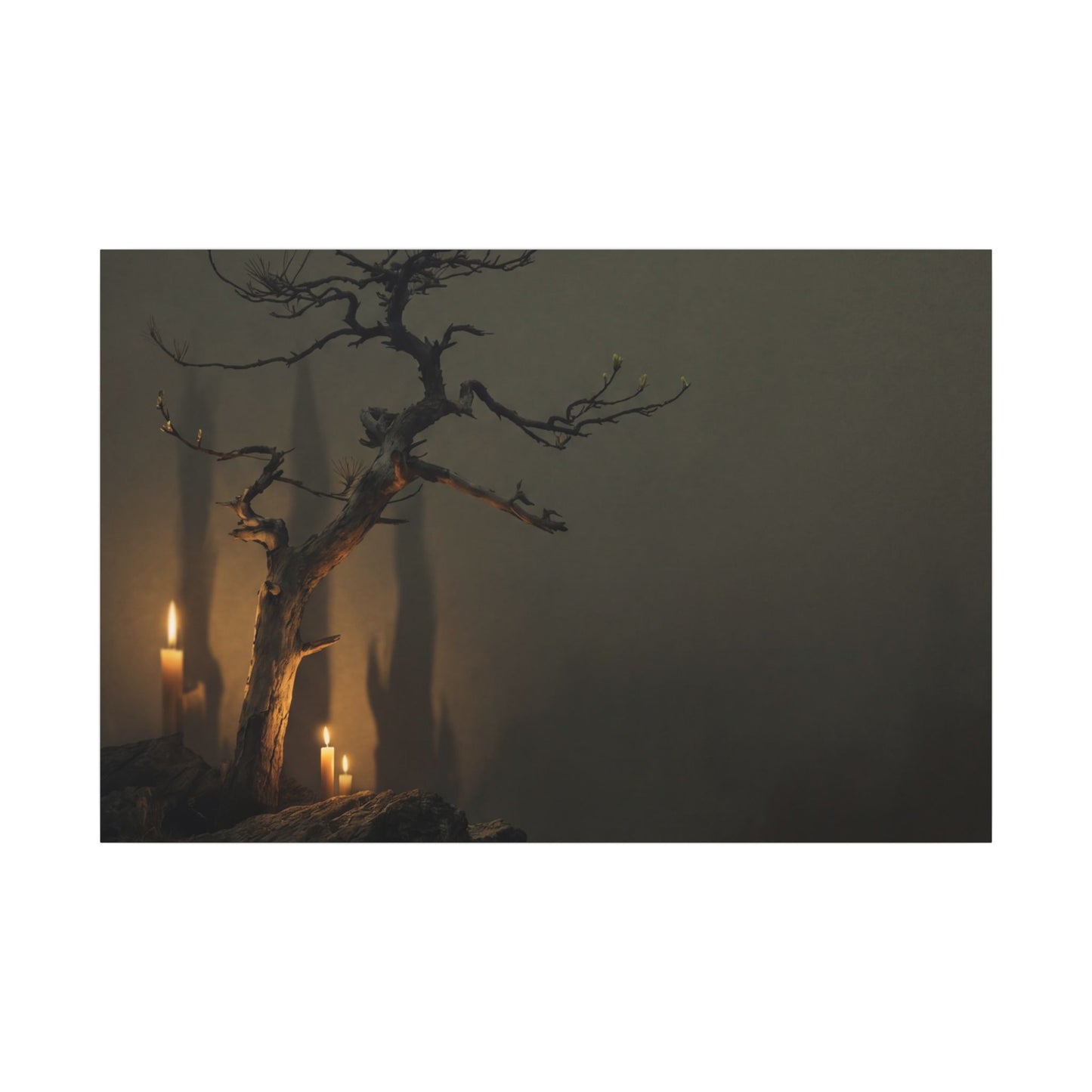 Ma Pine Tree Canvas Art - Dark Japandi Shadow Zen Art Print