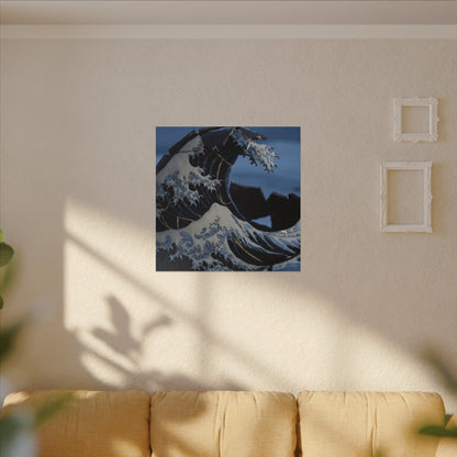 Ocean Wave Canvas Art | Winter Kintsugi Gold Repair Art