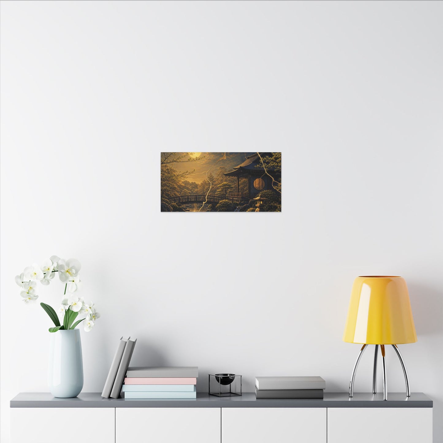 Spring Moonlit Garden Gold Vein Canvas Art | Resilient Decor