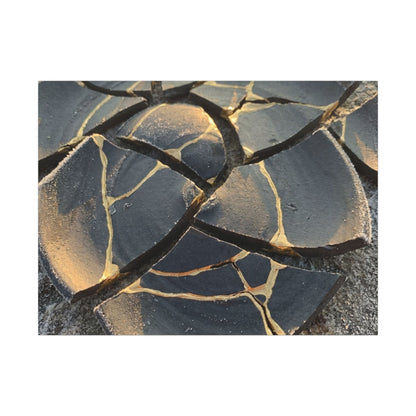Broken Pottery Winter Canvas Art | Kintsugi Resilient Design Art Print