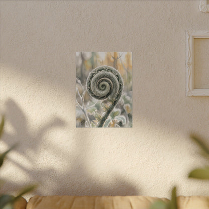 Winter Fern Unfurling Watercolor Canvas Art | Cozy Decor