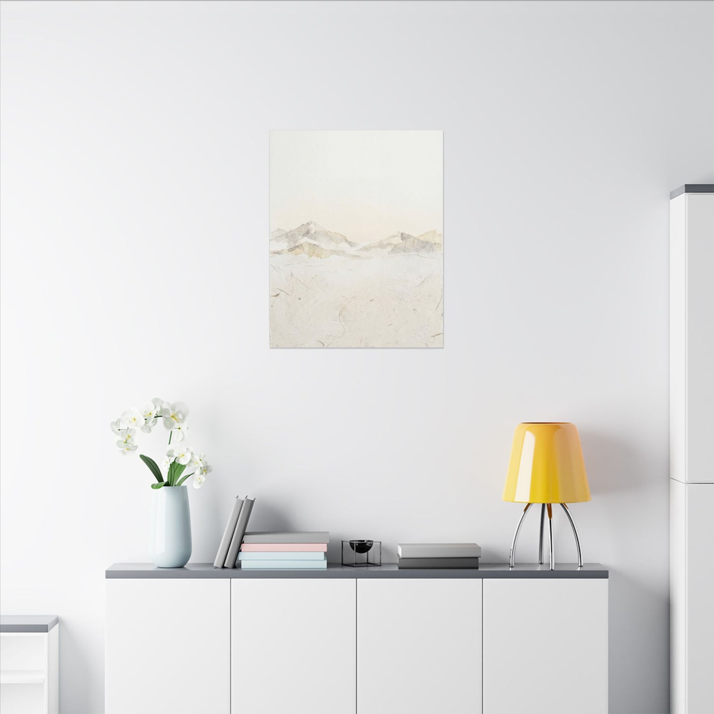 Mountain Mist Winter Canvas Art | Japandi Warm Design