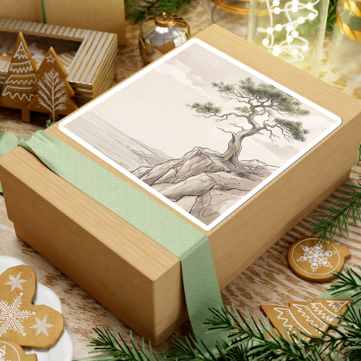 Pine Tree Summer Sticker | Japandi Elegant Design