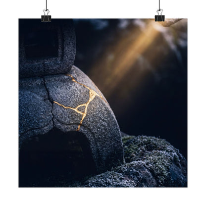 Moonlit Garden Winter Wall Art Print | Kintsugi Artful Design