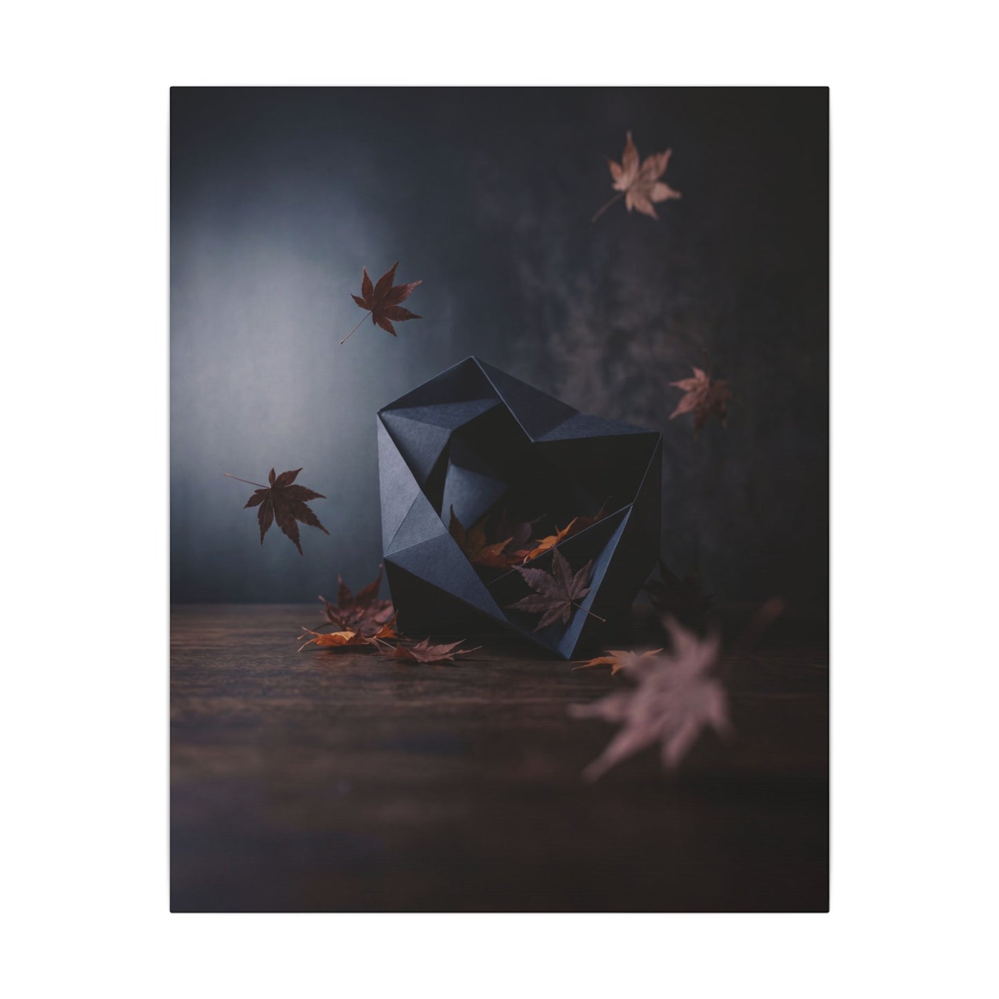 Dark Japandi Paper Fold in Dawn | Shadow Zen Canvas Art