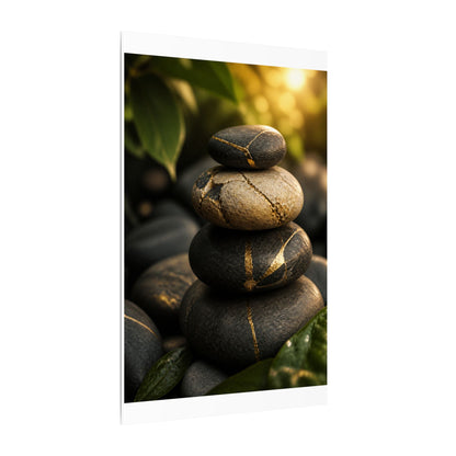 Summer River Stones Broken Beauty Canvas Art | Healing Decor