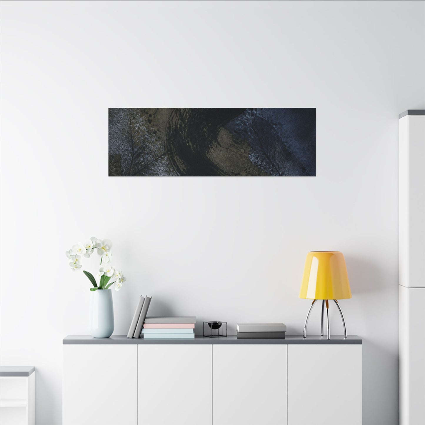 Shibui Ink Brushstroke Canvas Art - Dark Japandi Dark Texture