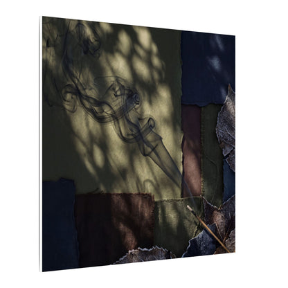 Ma Incense Smoke Canvas Art - Dark Japandi Dark Texture