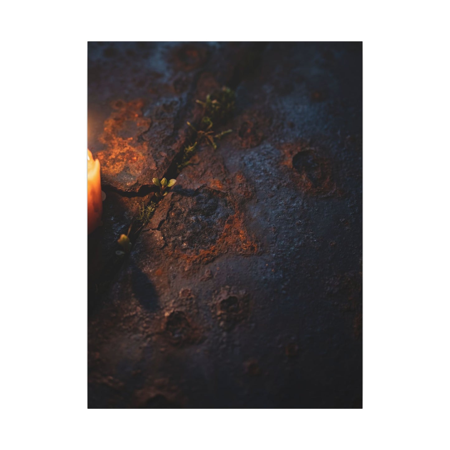 Candlelight Rust Patina Canvas Art - Dark Japandi Ma