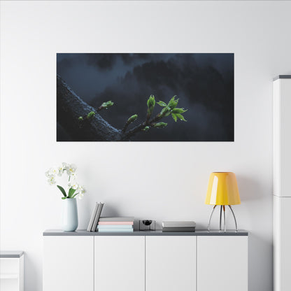 Moonlight Mountain Mist Canvas Art - Dark Japandi Kanso