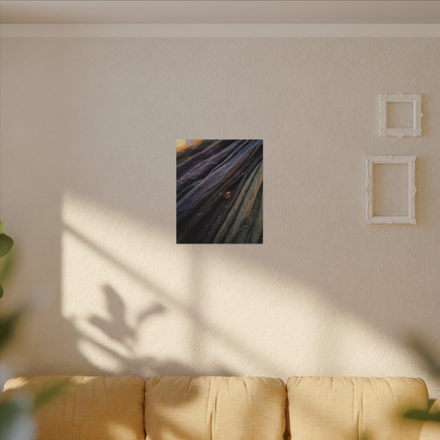 Silk Drape Shadow Zen Canvas Art | Moody Dark Japandi Art