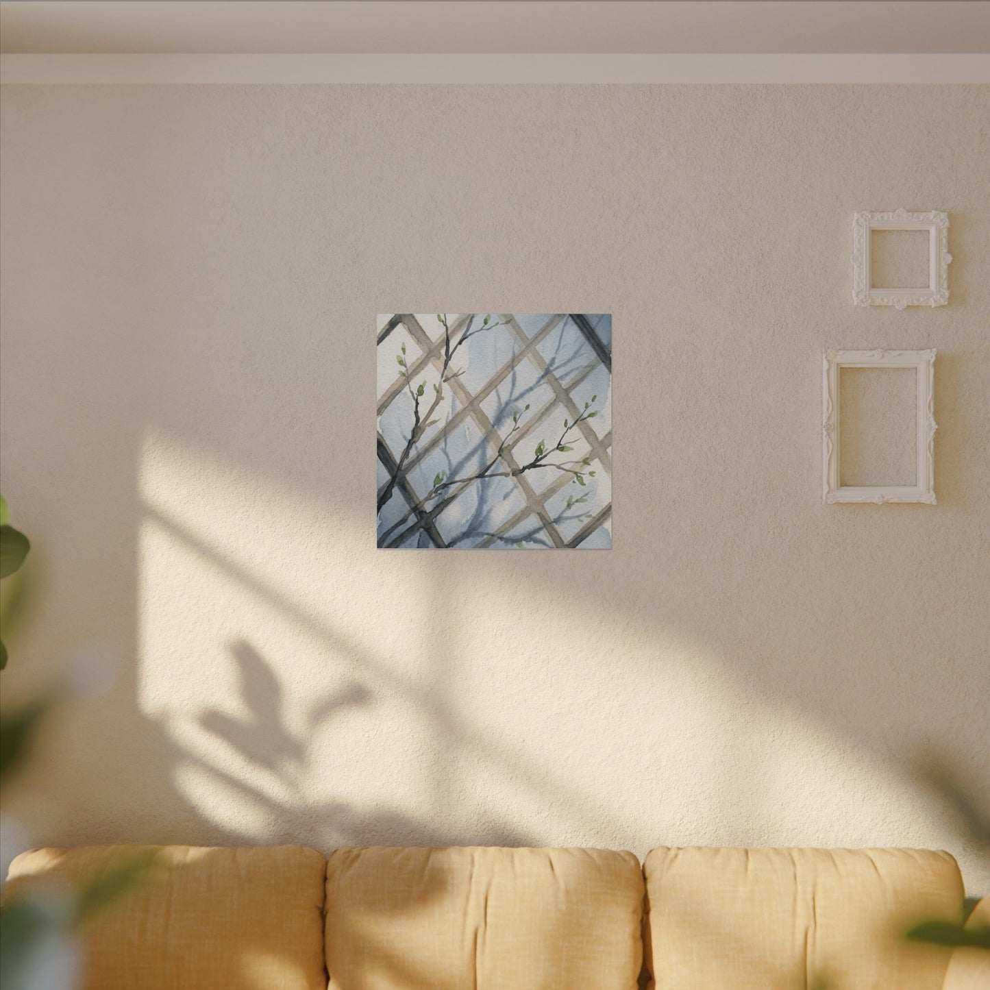 Shoji Screen Canvas Art | Spring Japandi Watercolor Art