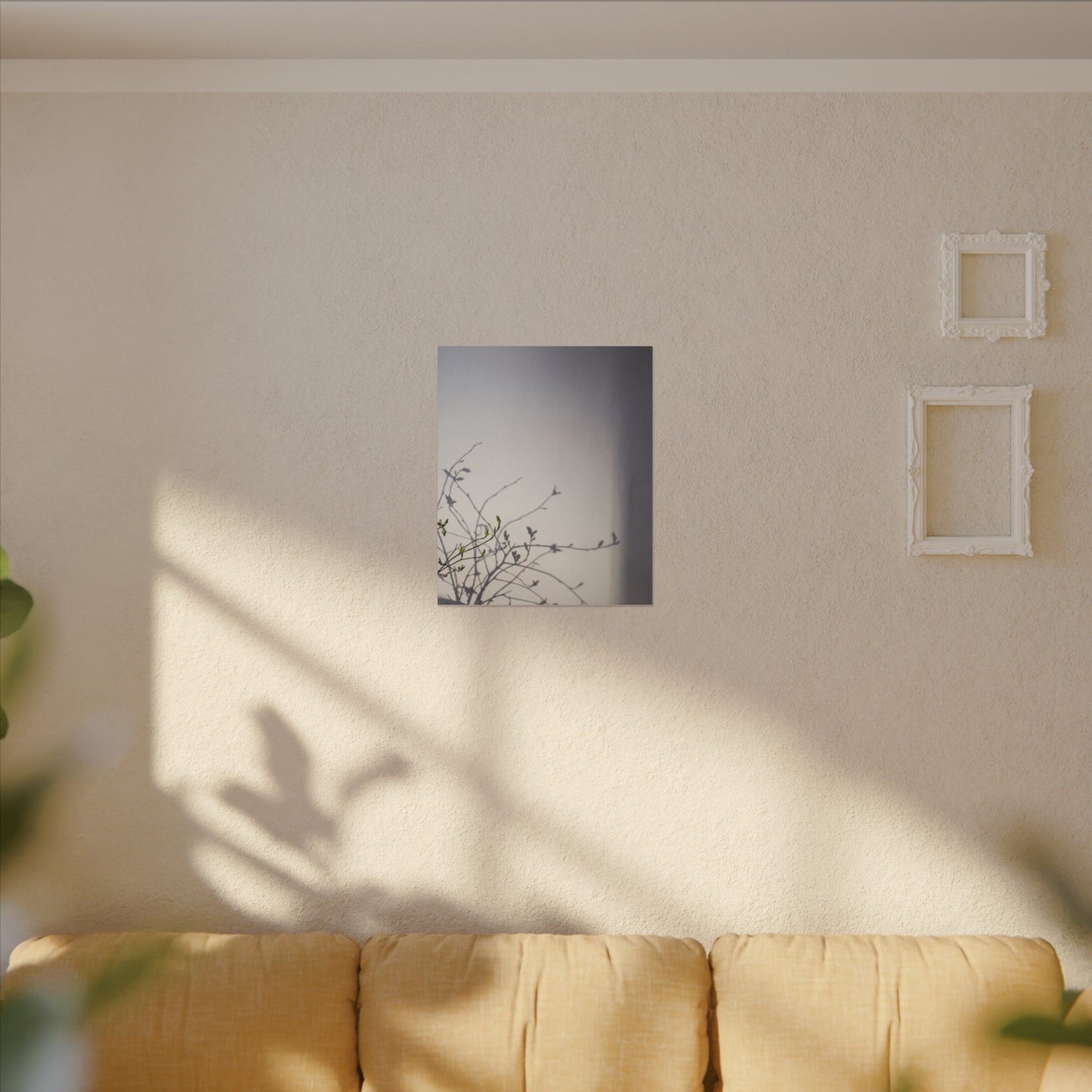 Japandi Shadow Play in Dawn | Japanese Pattern Canvas Art