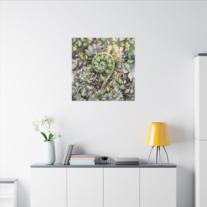 Fern Unfurling Spring Canvas Art | Japandi Neutral Design