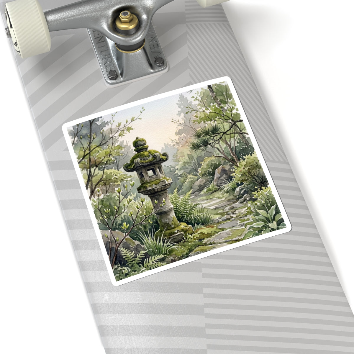Seijaku Stone Lantern Sticker - Japandi Watercolor Art Print