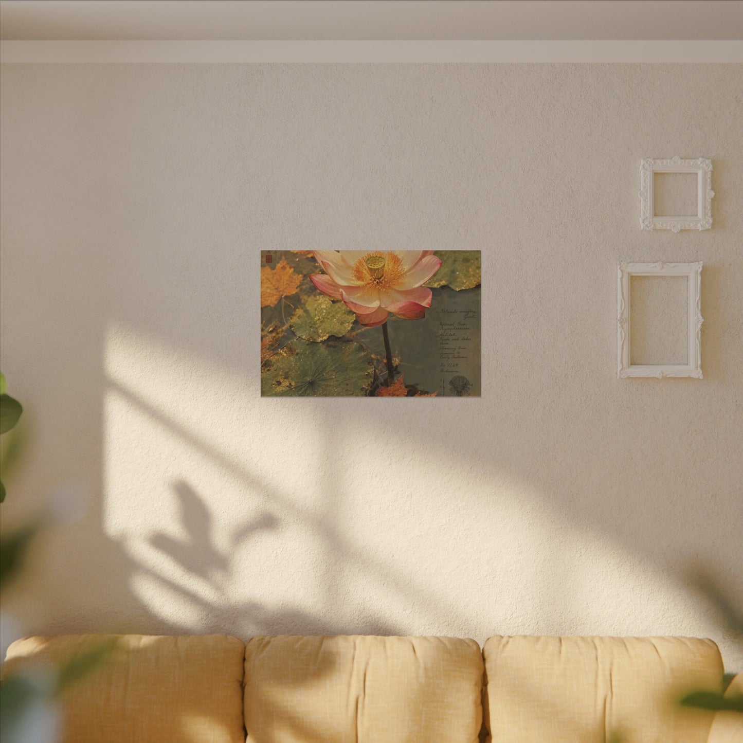 Autumn Lotus Flower Herbarium Canvas Art | Rustic Decor