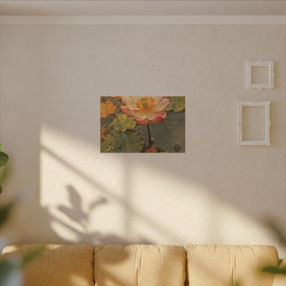 Autumn Lotus Flower Herbarium Canvas Art | Rustic Decor