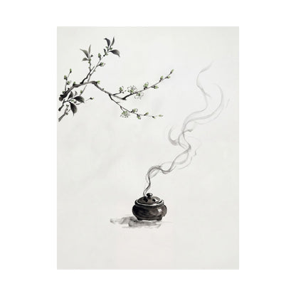 Ma Incense Smoke Wall Art Print - Zen Sumi E