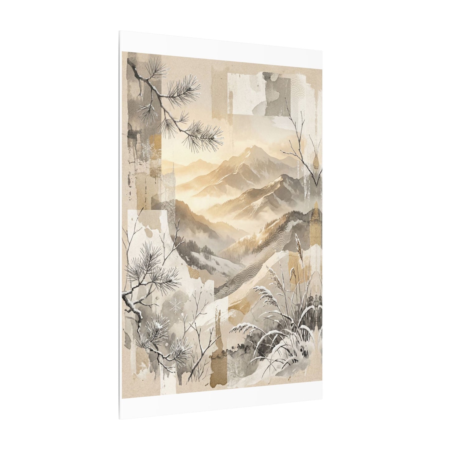 Shibui Mountain Mist Canvas Art - Japandi Japanese Pattern