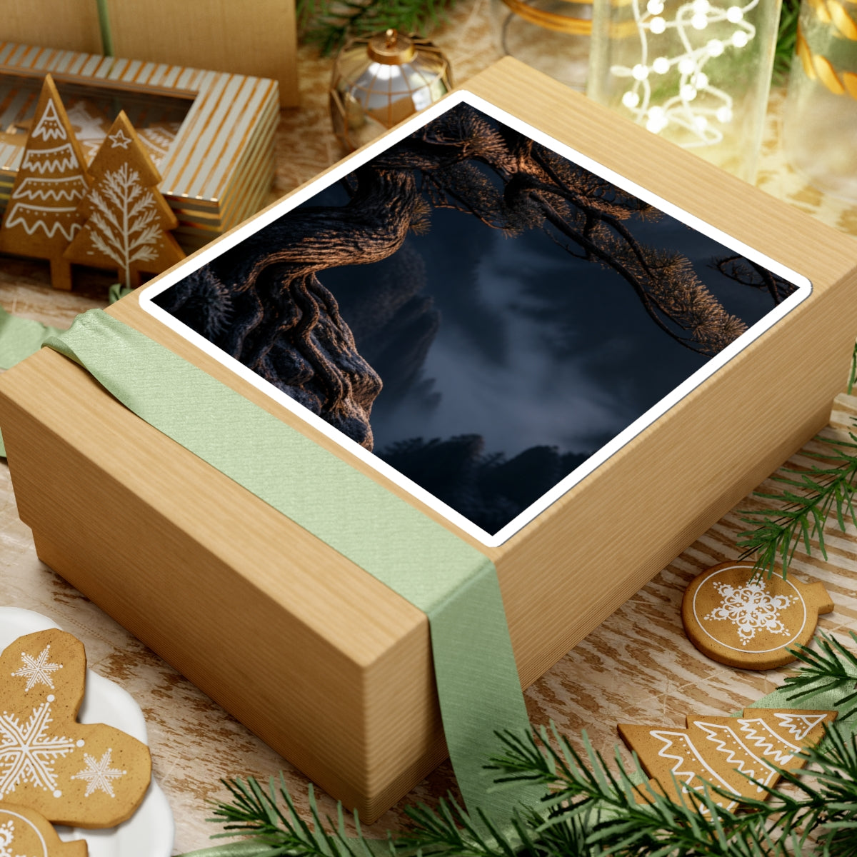 Sophisticated Pine Tree Sticker - Shadow Zen Dark Japandi
