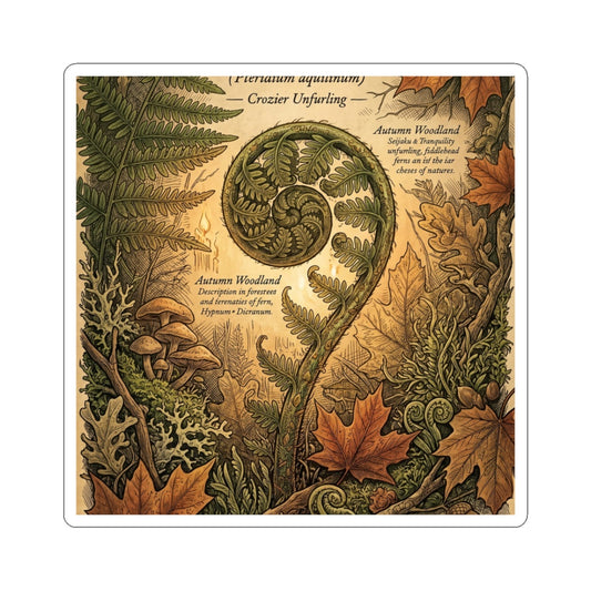 Fern Unfurling Sticker | Autumn Cottagecore Vintage Botanical Art