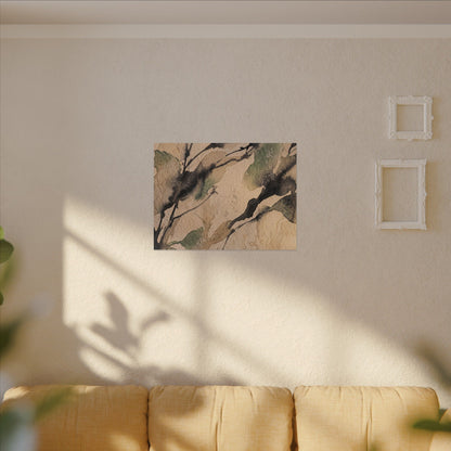 Japandi Shadow Play in Golden Hour | Watercolor Canvas Art