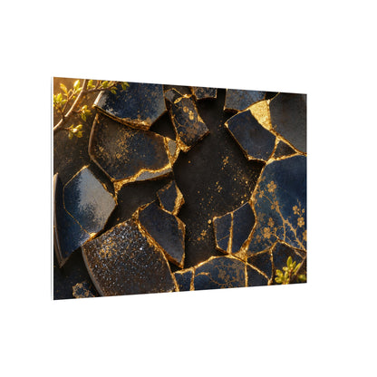 Golden Hour Broken Pottery Canvas Art - Kintsugi Ma