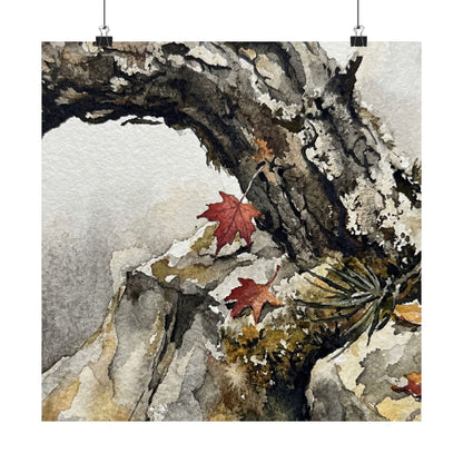 Autumn Pine Tree Watercolor Wall Art Print | Elegant Decor