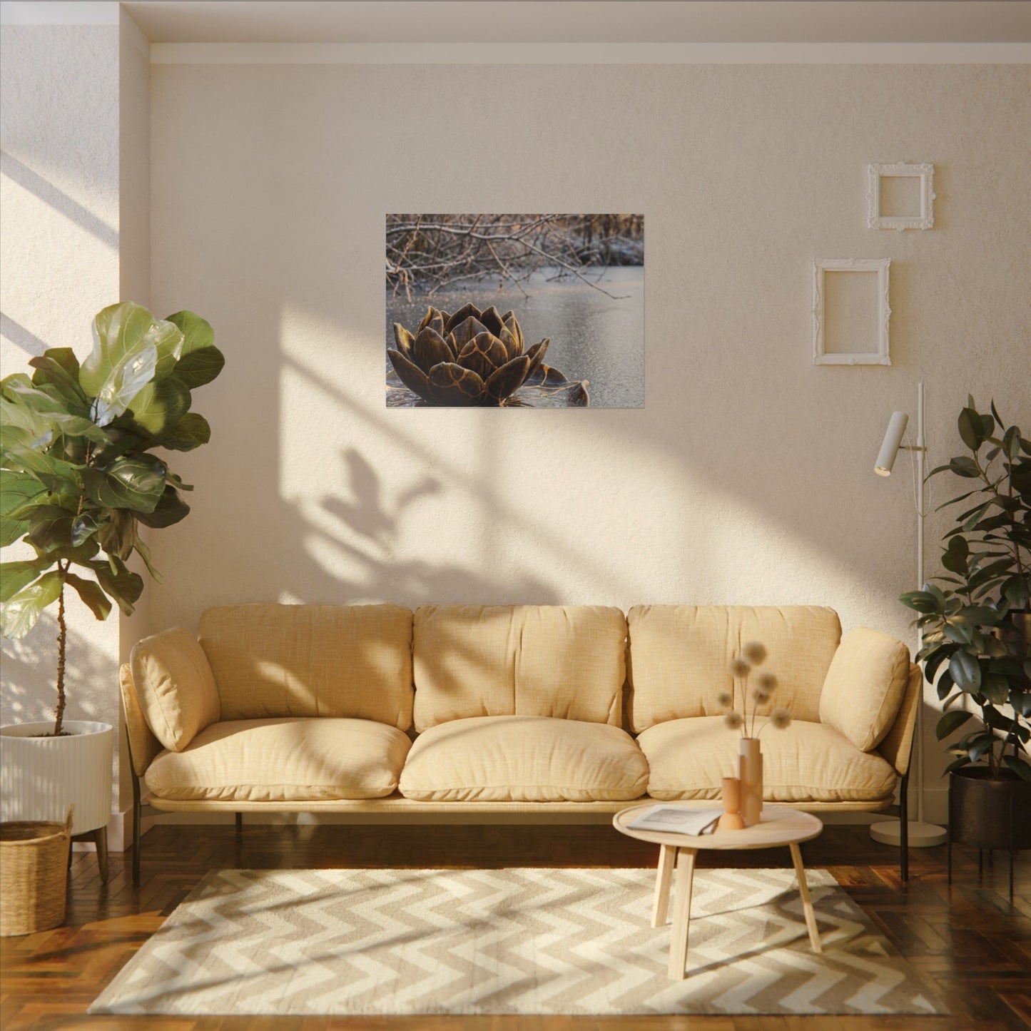 Lotus Flower Gold Repair Canvas Art | Beautiful Kintsugi Art