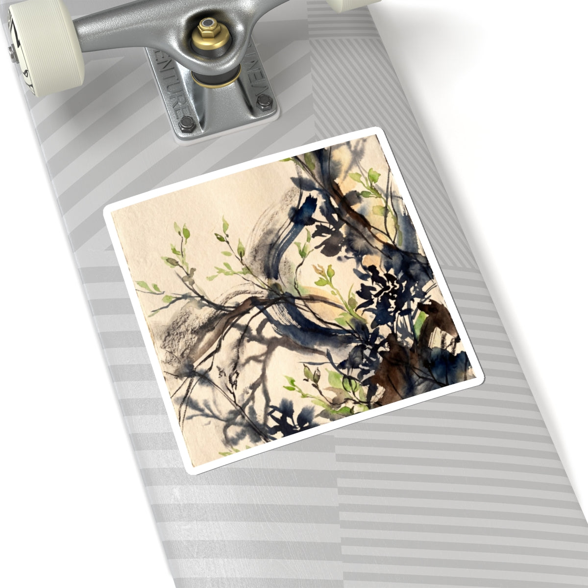 Spring Shadow Play Charcoal Ink Sticker | Moody Decor