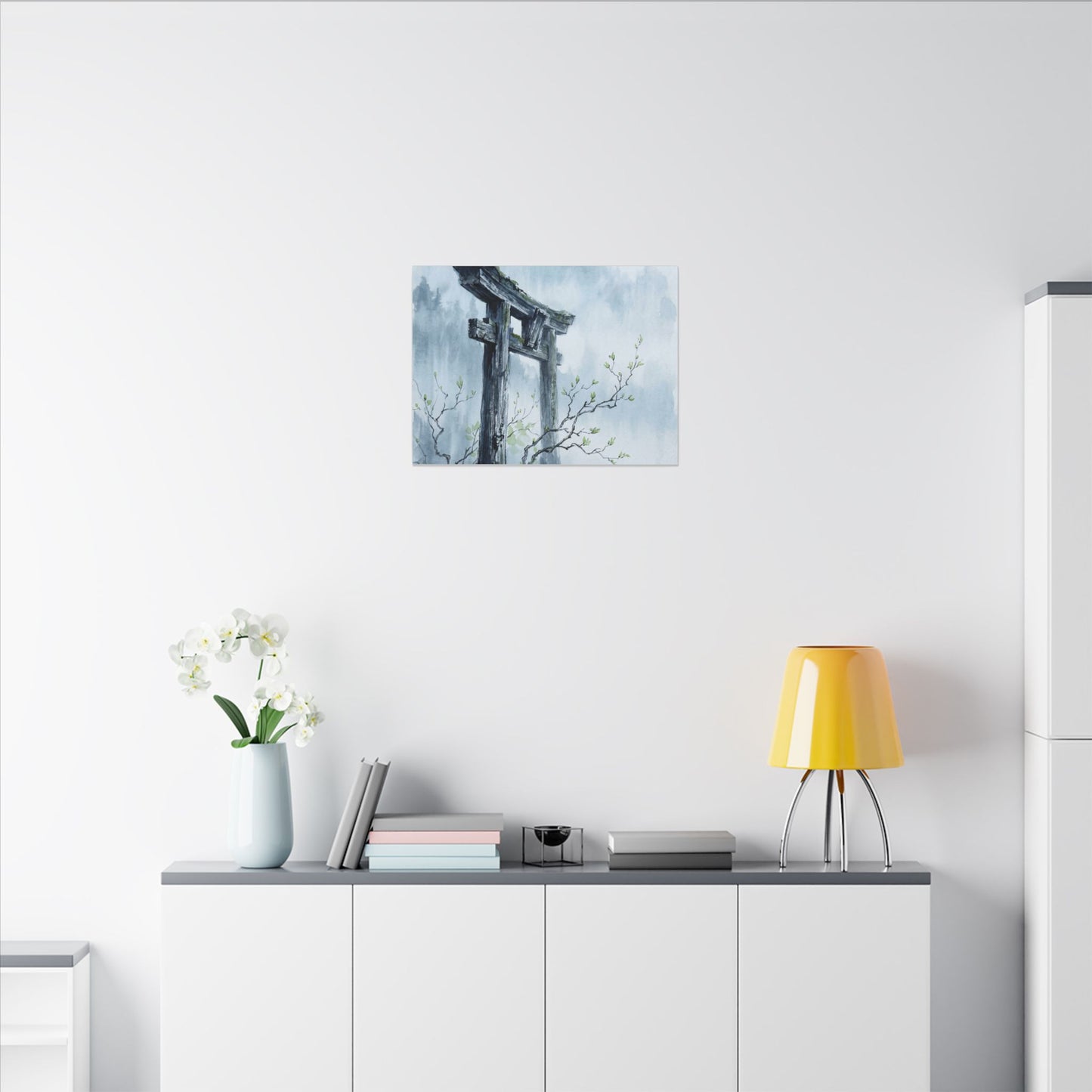 Torii Gate Canvas Art | Spring Zen Sumi E Art