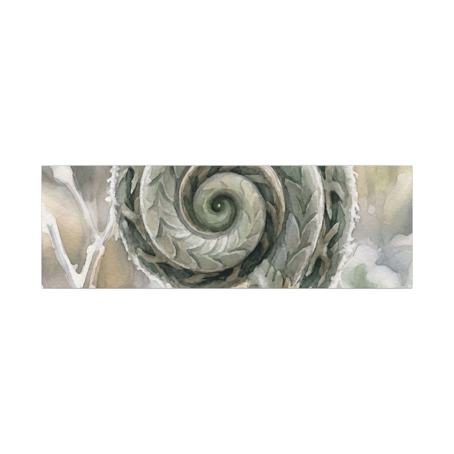 Winter Fern Unfurling Watercolor Canvas Art | Cozy Decor