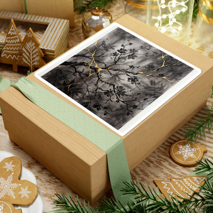 Cherry Blossom Crackle Gold Sticker | Healing Kintsugi Art Art Print