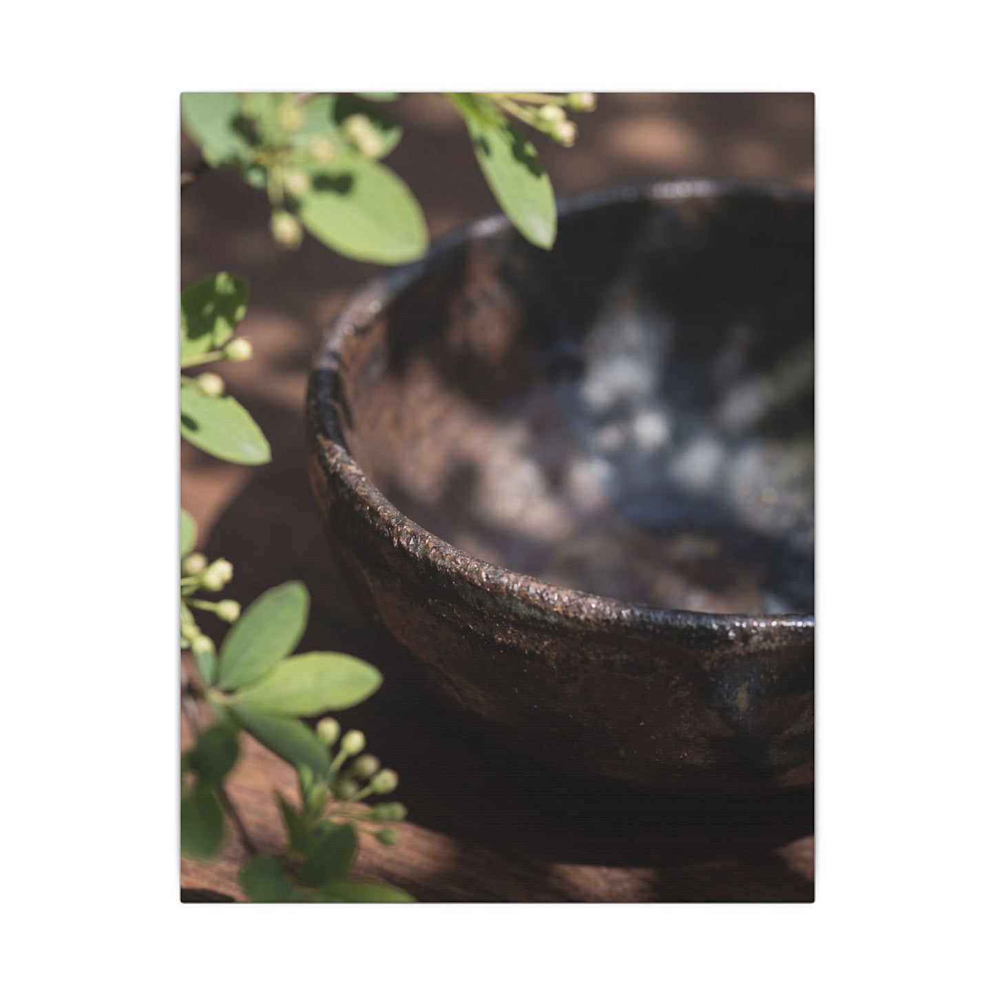 Ceramic Bowl Shadow Zen Canvas Art | Moody Dark Japandi Art