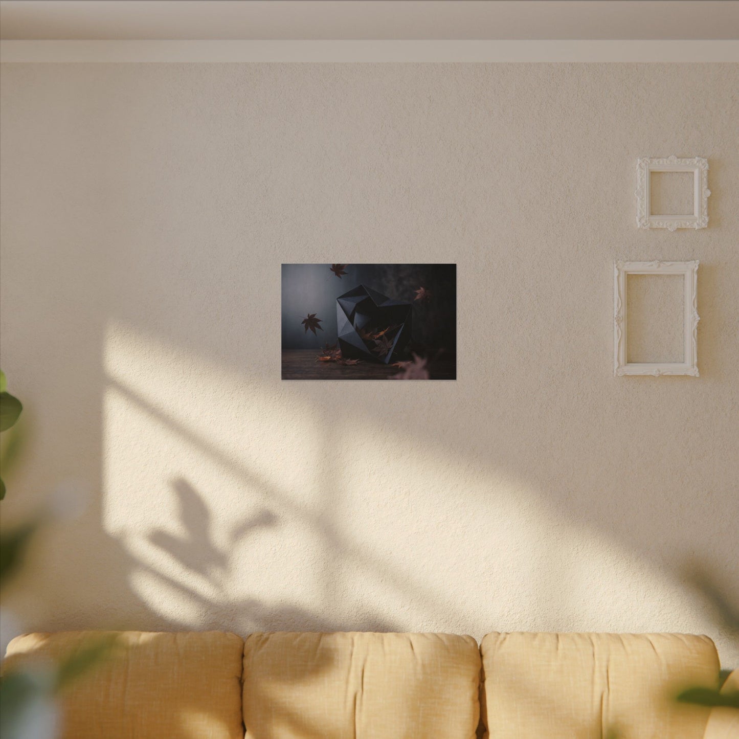 Dark Japandi Paper Fold in Dawn | Shadow Zen Canvas Art