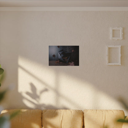 Dark Japandi Paper Fold in Dawn | Shadow Zen Canvas Art