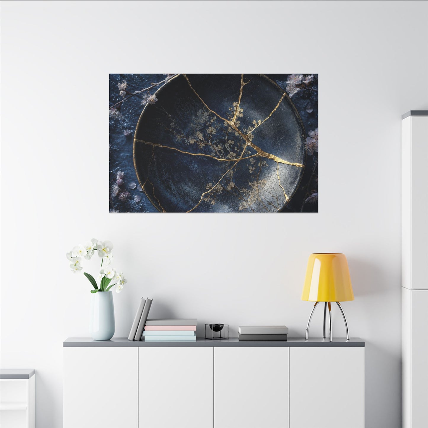 Cherry Blossom Winter Canvas Art | Kintsugi Philosophical Design