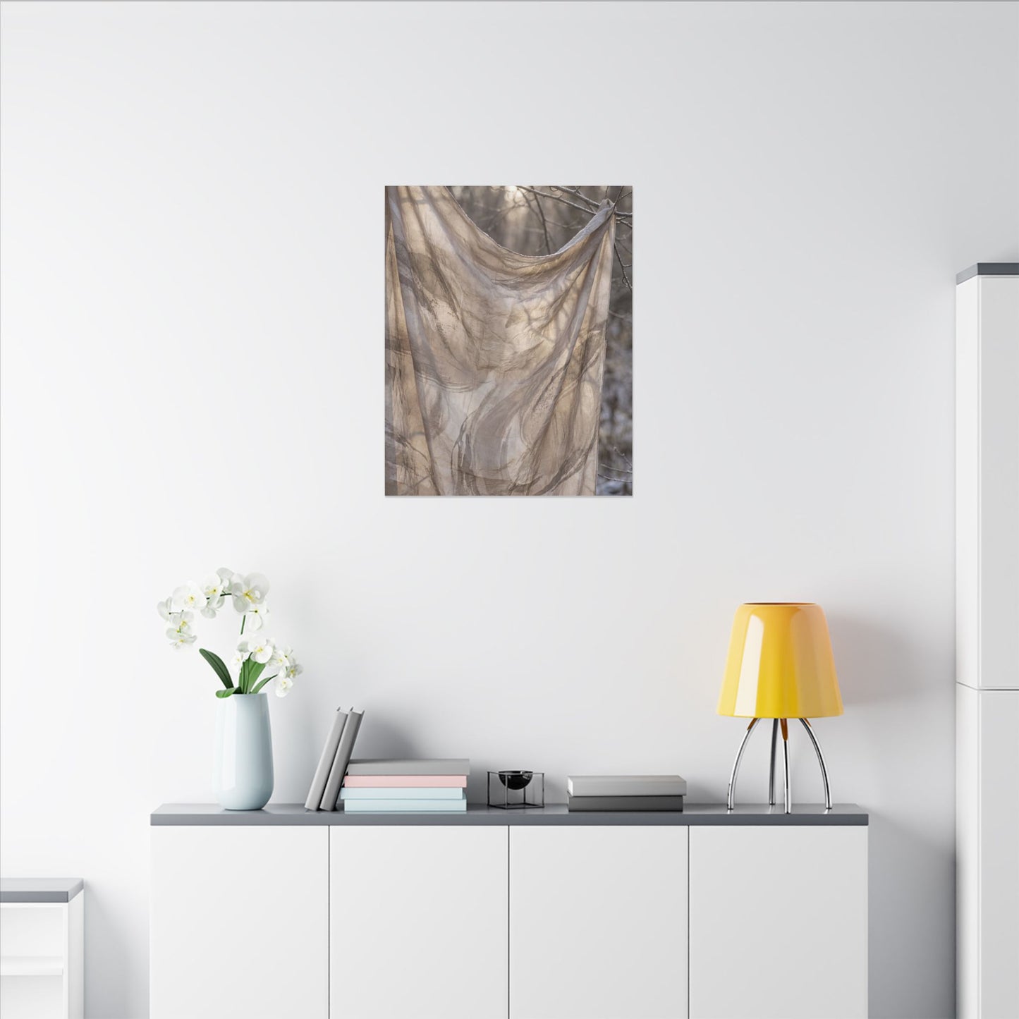 Ma Silk Drape Canvas Art - Japandi Japanese Pattern