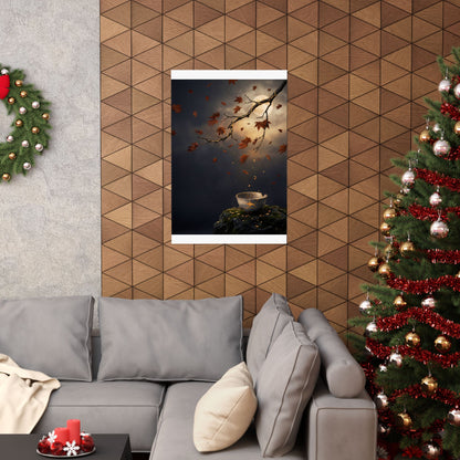 Kintsugi Moonlit Garden in Golden Hour | Gold Repair Wall Art Print