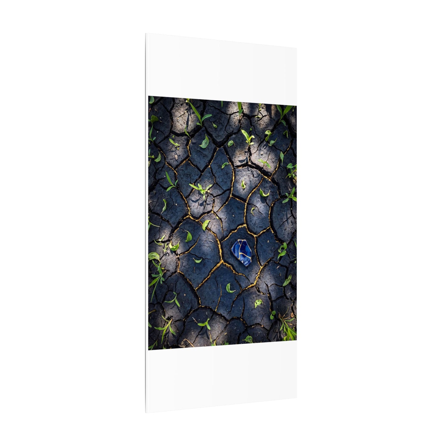 Cracked Earth Canvas Art | Spring Dark Japandi Moody Minimal Art