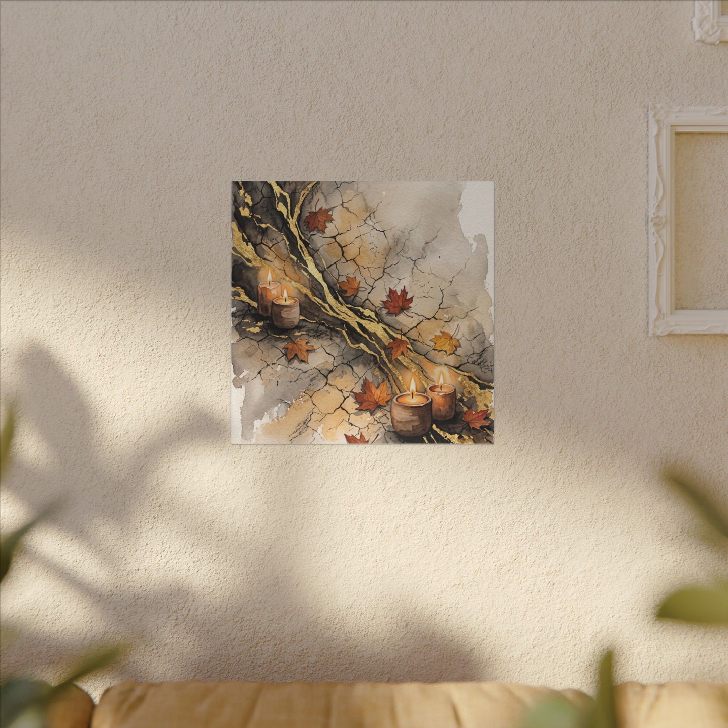 Cracked Earth Autumn Canvas Art | Japandi Warm Design