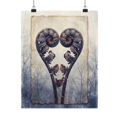 Overcast Fern Unfurling Wall Art Print - Kintsugi Kanso Art Print