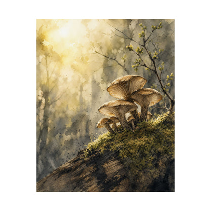 Wild Mushrooms Spring Wall Art Print | Japandi Earthy Design