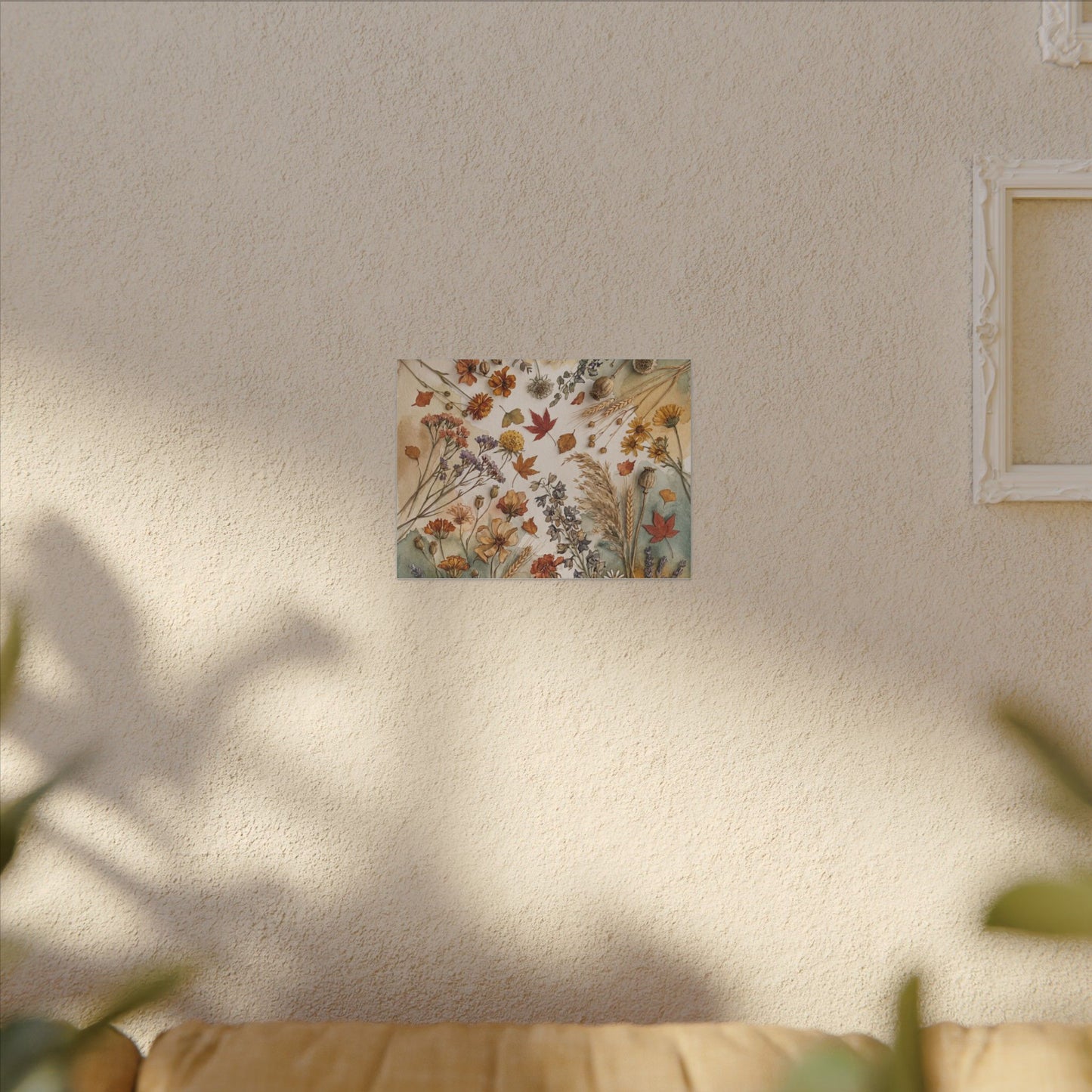 Dried Flowers Canvas Art | Autumn Japandi Watercolor Art