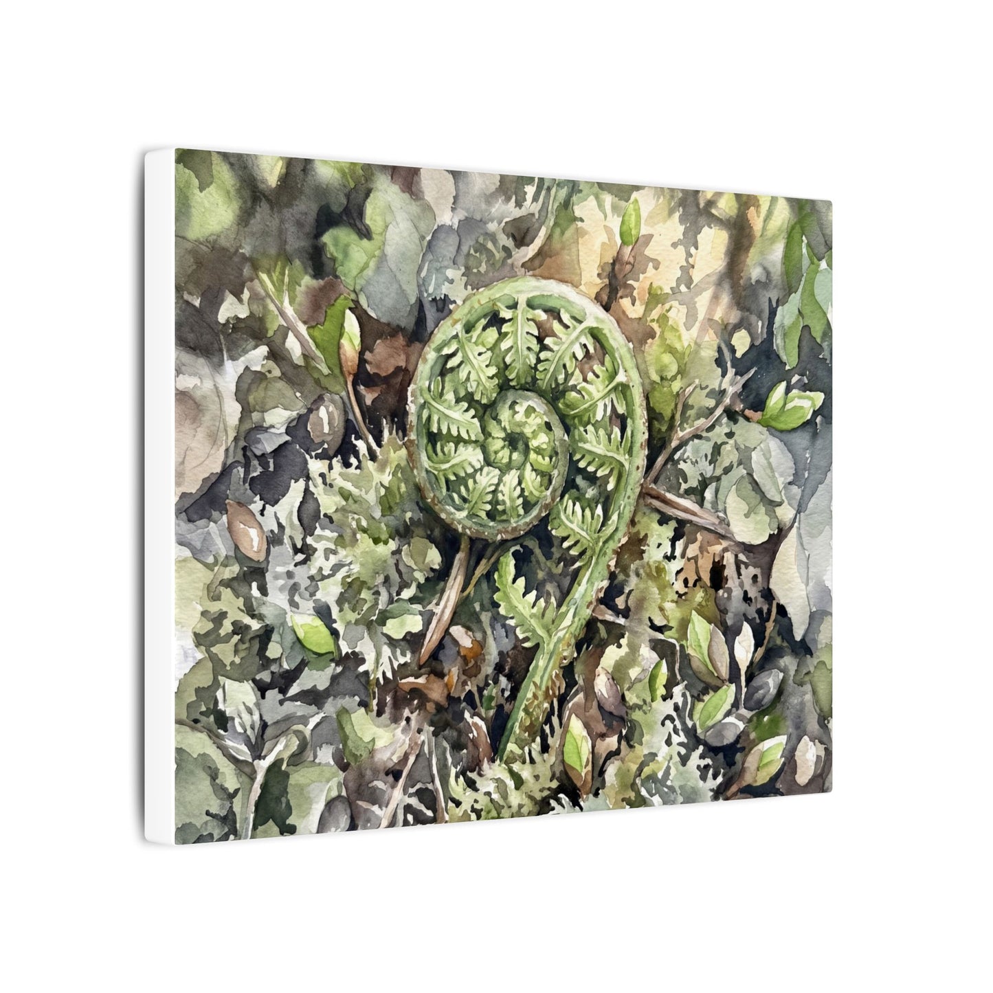Fern Unfurling Spring Canvas Art | Japandi Neutral Design
