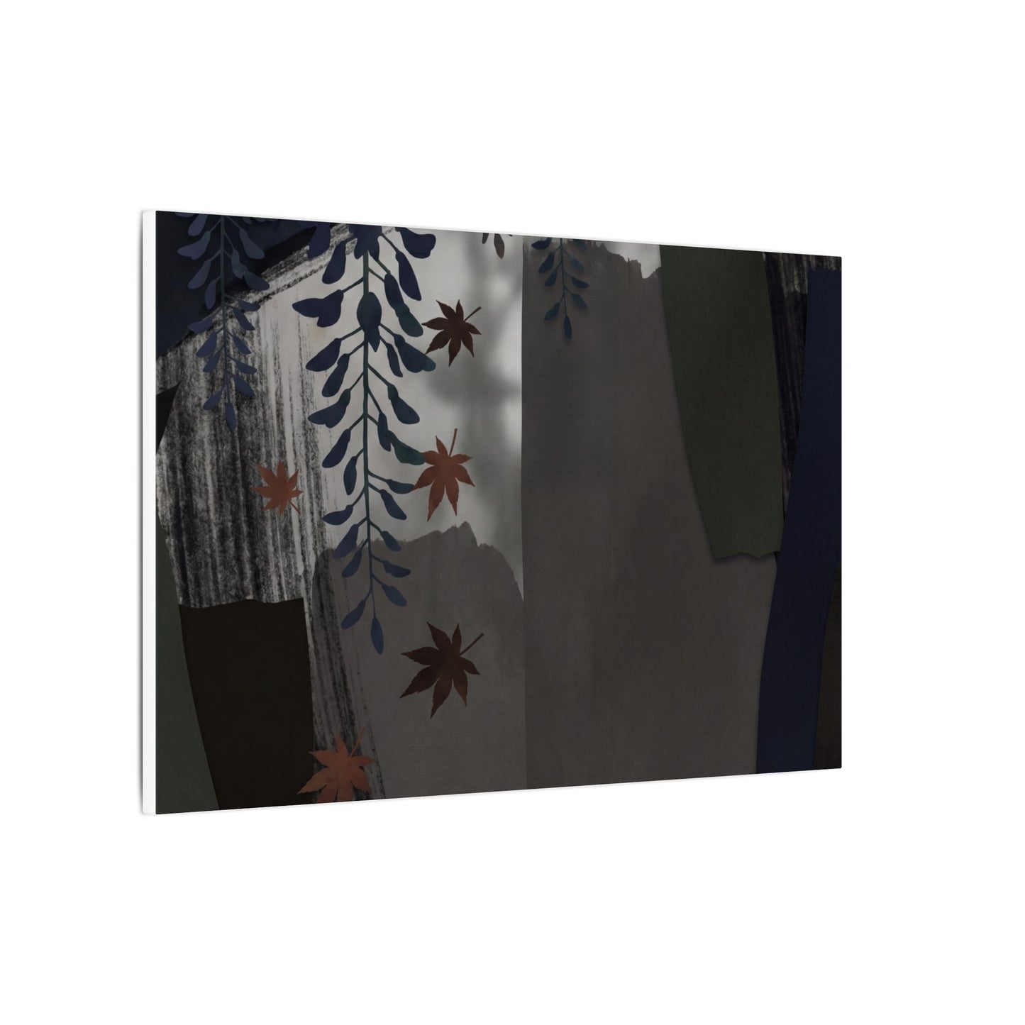 Wisteria Autumn Canvas Art | Dark Japandi Moody Design
