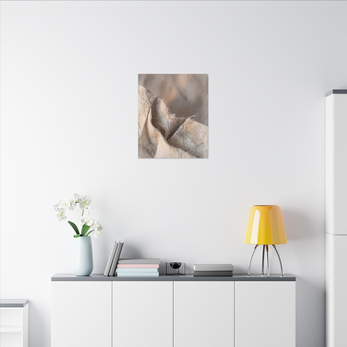 Japandi Paper Fold in Candlelight | Watercolor Canvas Art