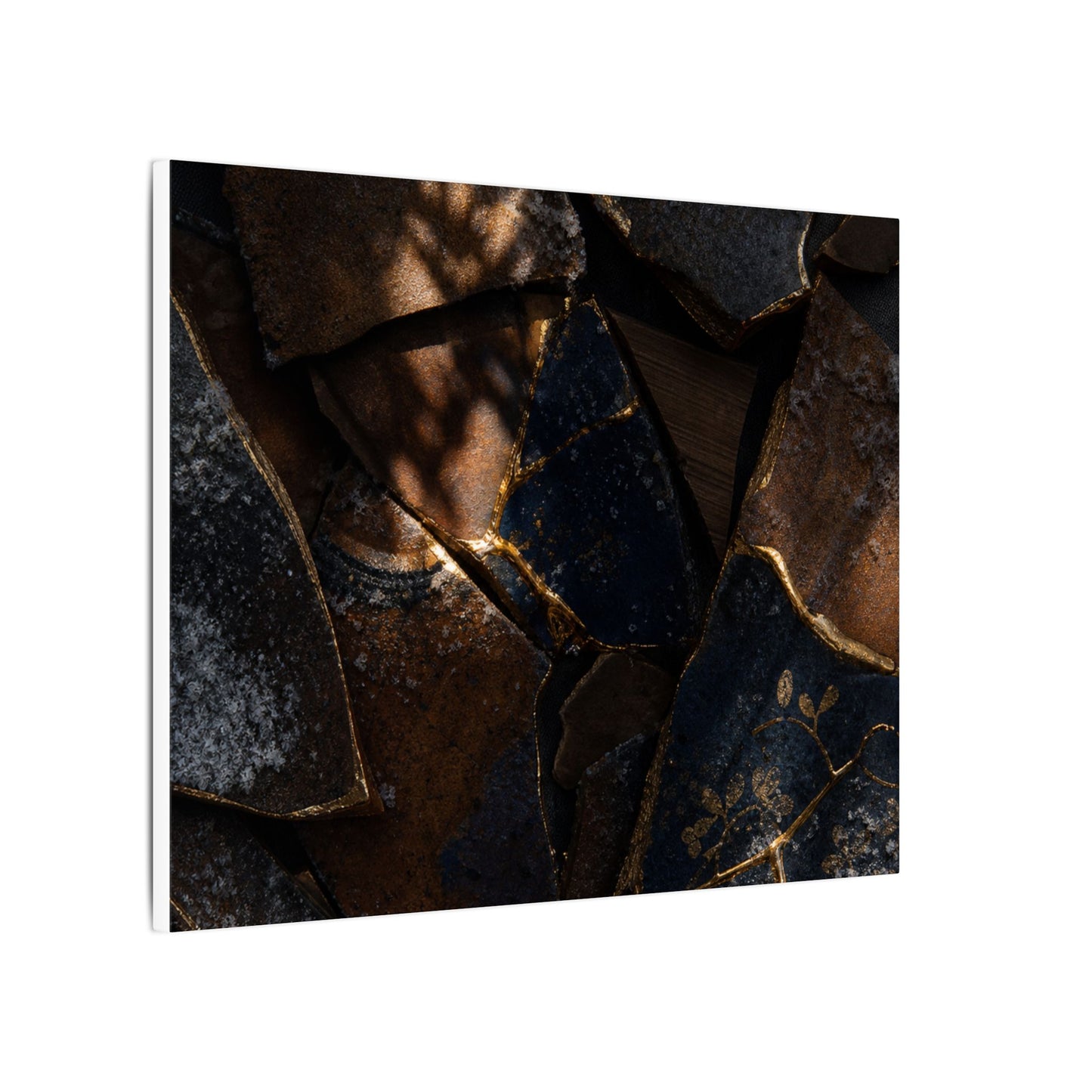 Fukinsei Broken Pottery Canvas Art - Dark Japandi Dark Texture