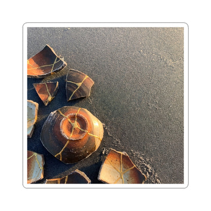 Artful Broken Pottery Sticker - Gold Repair Kintsugi